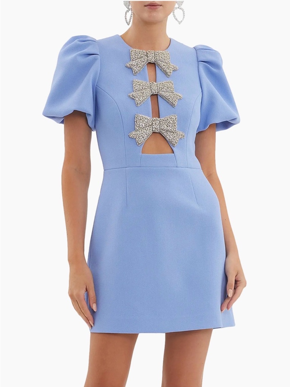 Rebecca Vallance Juliana Puff-Sleeve Bow Minidress